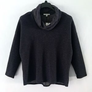 Green Envelope Dark Navy Cowl Neck Drop Shoulder Long Sleeve Top